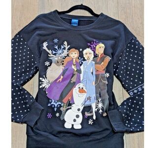 Disney Frozen Black Crewneck Sweatshirt with Characters